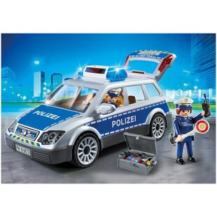 PLAYMOBIL - Voiture de policiers avec gyrophare et sirène 35 pcs –